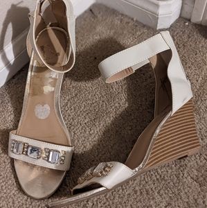 Wedge Sandals, size 9, rhinestone, ankle strap